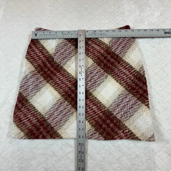 NWT Hem & Thread Sweater Skirt Wool Lining Maroon Tan Plaid Women’s Sz Md - Picture 6 of 6